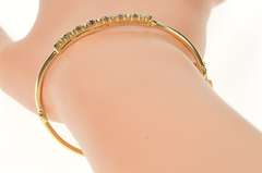 14K Yellow Gold Sapphire Diamond Inset Oval Statement Bangle Bracelet