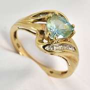 Blue-Green Topaz & Diamond Ring