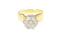 10K Yellow Gold 0.77 Ctw Retro Round Diamond Cluster Ring