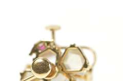 14K Yellow Gold 1930's Moonstone Ruby Clover Screw Back Earrings