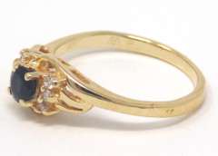 Pretty Sapphire and Diamond Accent Yellow Gold Ring