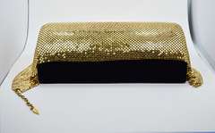 Large Whiting & Davis Gold Tone Mesh Bib Necklace