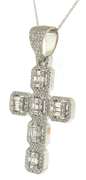 Unusual White Gold Diamond Cross Necklace