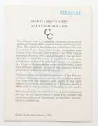 1891 Carson City Morgan Silver Dollar GSA COA