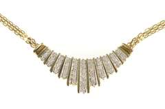 10K Yellow Gold Graduated Diamond Striped Squared Chain Necklace