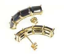 10K Yellow Gold 9.00+ Ctw Natural Sapphire Curved Statement Earrings