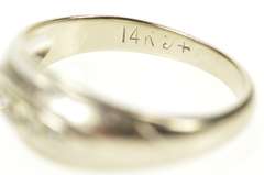 14K White Gold Retro Graduated Diamond Wedding Band Ring