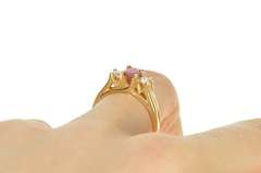 14K Yellow Gold 0.64 Ctw Natural Ruby Diamond Engagement Ring