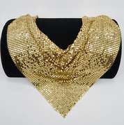 Large Whiting & Davis Gold Tone Mesh Bib Necklace