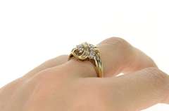 10K Yellow Gold Wavy Diamond Encrusted Curvy Statement Ring