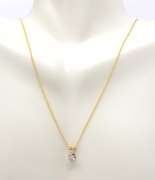 Twinkling 14kt YG Round Brilliant Cut Diamond Solitaire Necklace