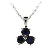 Sterling Silver Genuine Diamond Accent and Sapphire Three Stone Pendant