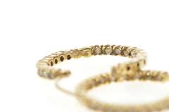 10K Yellow Gold 0.80 Ctw Diamond Inside Outside Hoop Earrings