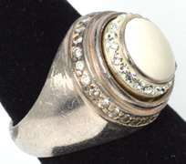 Sterling Silver CZ Cocktail Ring With Round White Stone