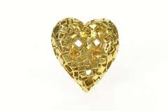 18K Yellow Gold Retro Designer Geometric Heart Statement Ring