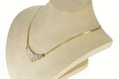 10K Yellow Gold Graduated Diamond Striped Squared Chain Necklace