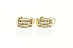 10K Yellow Gold 0.90 Ctw Diamond Inset Channel Oval Hoop Earrings