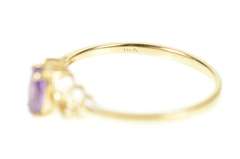 14K Yellow Gold Marquise Amethyst Criss Cross Statement Ring