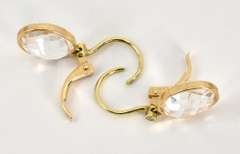 Tasteful White Quartz Earrings in 14K Yellow Gold