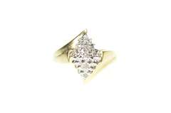 10K Yellow Gold Two Tone Diamond Accent Textured Bypass Ring