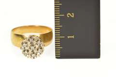 10K Yellow Gold Round Retro Diamond Raised Statement Ring