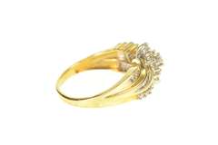 10K Yellow Gold Diamond Marquise Cluster Bypass Statement Ring
