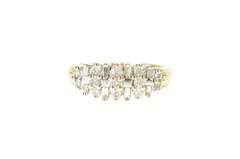10K Yellow Gold Diamond Encrusted Graduated Statement Band Ring