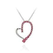 Sterling Silver Ruby Floating Open Heart Pendant