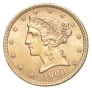 1900 $5.00 Liberty Head Gold Half Eagle