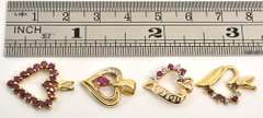 Group of 4 Ruby Hearts