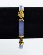 Gold Over Sterling Silver Purple Jade Bracelet With Crystal Links