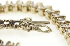 14K White Gold Diamond Inset Classic Wavy Link Tennis Bracelet