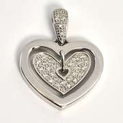 Cute Heart in Heart Pendant in 18K White Gold