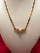 14K YELLOW GOLD LADIES HERRINGBONE AND DIAMOND CHAIN
