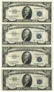 4 Nicer 1953 Series $10 Silver Certificate notes