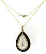 Mabe Pearl & Black Onyx w Diamond Accent Bail Necklace