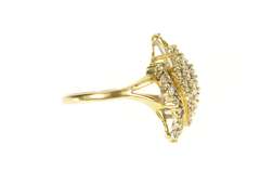 10K Yellow Gold 0.87 Ctw Wavy Diamond Encrusted Statement Ring