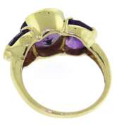 Gorgeous 3 Stone Amethyst Yellow Gold Ring