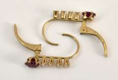 Cute Lever Back Ruby & Diamond Earrings