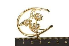 10K Yellow Gold 0.51 Ctw Diamond Flower Horseshoe Statement Pin/Brooch