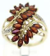 Charming Yellow Gold Garnet & Diamond Waterfall Ring