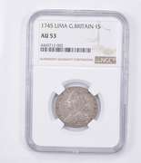 AU53 1745 Great Britain Lima 1 Shilling - Graded NGC