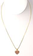 Sweet Ruby-Studded Heart Necklace in 14KT Yellow Gold