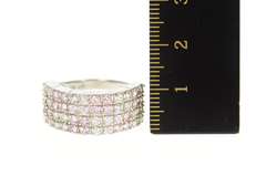 10K White Gold Pave Pink & White Cubic Zirconia Band Ring