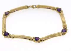 Wonderful 18kt YG Heart Cut Amethyst Bar Bracelet