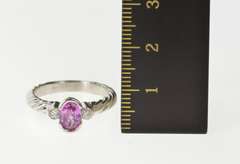 14K White Gold Pink Sapphire Diamond Twist Engagement Ring