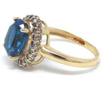 Pretty London Blue Topaz & Chocolate Diamond Halo Ring