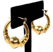 Beautiful Claddagh Earrings in 14KT Yellow Gold