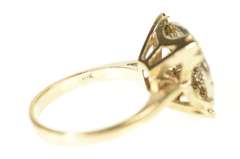 10K Yellow Gold Squared Diamond Encrusted Raised Cluster Ring