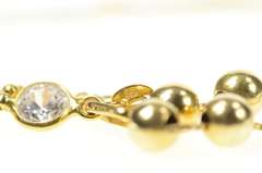 14K Yellow Gold Box Chain Beaded Birthstone Baby Girl CZ Pendant